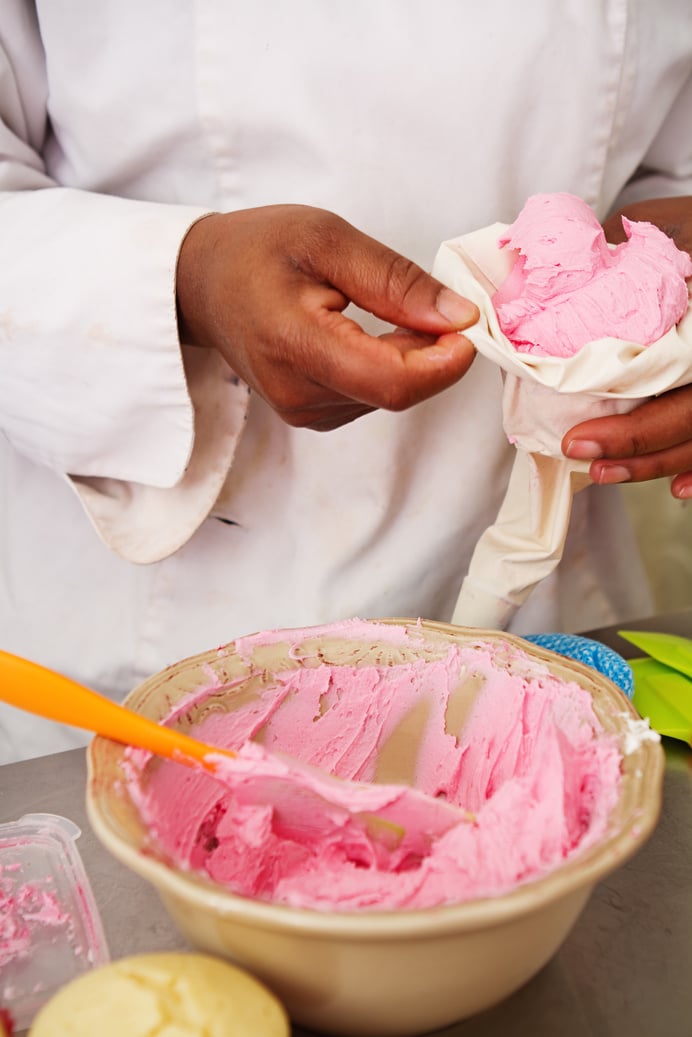 Pastry Chef Filling a Piping Bag